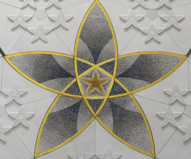 The marble and glass mosaic patterns
